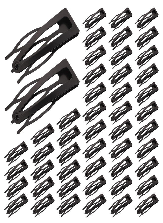 DAWZMR 50 PCS Metal Snap Hair Clips for Women Girls, 1.8" Black Double Grip Barrettes for Thick Fine Hair - Image 1